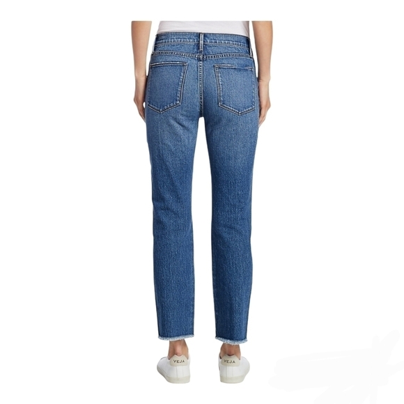 Frame le high straight python print leather patchwork jeans Size 29 - Picture 3 of 11